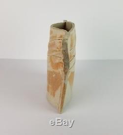 Mid Century Ikebana Vase Studio Pottery Funnel Slab Modernist Vtg