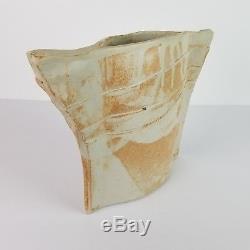 Mid Century Ikebana Vase Studio Pottery Funnel Slab Modernist Vtg