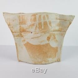 Mid Century Ikebana Vase Studio Pottery Funnel Slab Modernist Vtg