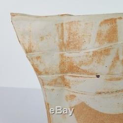 Mid Century Ikebana Vase Studio Pottery Funnel Slab Modernist Vtg