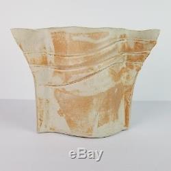 Mid Century Ikebana Vase Studio Pottery Funnel Slab Modernist Vtg