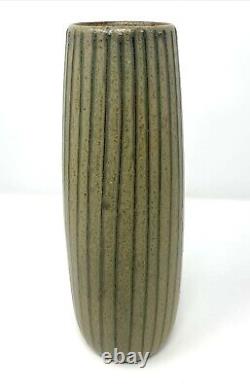 Mid Century Japanese Studio Pottery Redware Striped Melon Glazed Vase