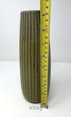 Mid Century Japanese Studio Pottery Redware Striped Melon Glazed Vase