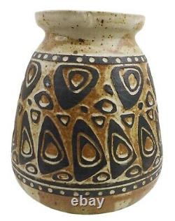 Mid Century Modern Jopie Brutalist Art Pottery Pot Vase Scandinavian Signed