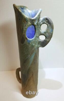 Mid Century Modern LEONORA MORROW Studio Pottery Vase Sculpture 17.5 Ikeban