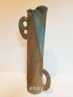 Mid Century Modern LEONORA MORROW Studio Pottery Vase Sculpture 17.5 Ikeban