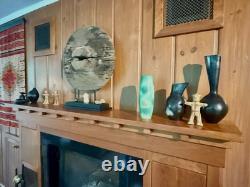 Mid Century Modern Paul Heroux Style Art Pottery Lava Glaze Green Studio Vase