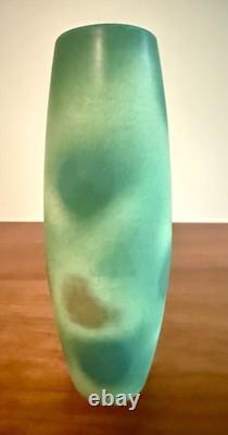 Mid Century Modern Paul Heroux Style Art Pottery Lava Glaze Green Studio Vase