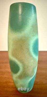 Mid Century Modern Paul Heroux Style Art Pottery Lava Glaze Green Studio Vase