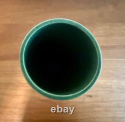 Mid Century Modern Paul Heroux Style Art Pottery Lava Glaze Green Studio Vase