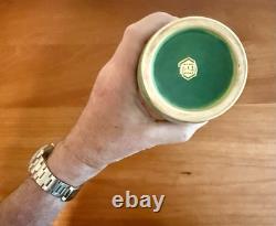 Mid Century Modern Paul Heroux Style Art Pottery Lava Glaze Green Studio Vase