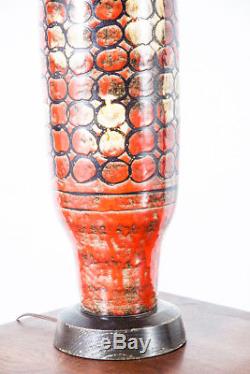 Mid Century Modern Table Lamp Sy Allen Red Studio Pottery Light Ceramic Vintage