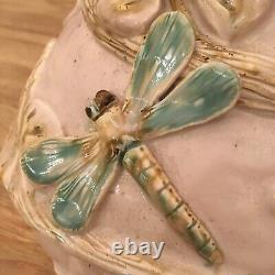 Mid Century Studio Art Pottery Vase Bees Dragonfly 12