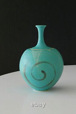 Mid Century Studio Hand Thrown Stoneware Lidded Vessel Artist Signed Stunning