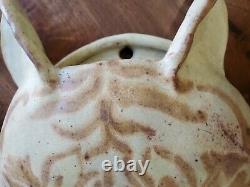 Mid Century VTG Studio Art Pottery Ceramic Tiger Wall Hanging Vase Sculpture