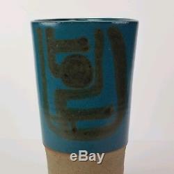 Mid Century Vase Studio Pottery Ceramic Arts Calgary Ikebana Modernist Vtg 10in