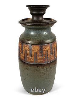 Mid-century Modern Vintage Studio Art Pottery Jar Lidded Vase Sister Mary Lavey