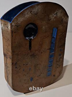 Monumental Studio Art Pottery Vase Signed Vintage Brutalist MCM Architectural