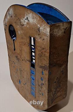 Monumental Studio Art Pottery Vase Signed Vintage Brutalist MCM Architectural