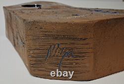 Monumental Studio Art Pottery Vase Signed Vintage Brutalist MCM Architectural