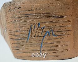 Monumental Studio Art Pottery Vase Signed Vintage Brutalist MCM Architectural