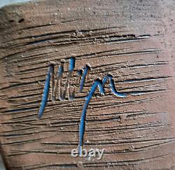 Monumental Studio Art Pottery Vase Signed Vintage Brutalist MCM Architectural