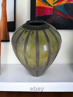 Museum Quality Raku Pottery Vase By Dennis Kirchmann Vintage Exhibited