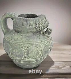 Muted Green Lion Head MARCO QUART GERONA Spanish Studio Pottery Jug Pitcher #OG
