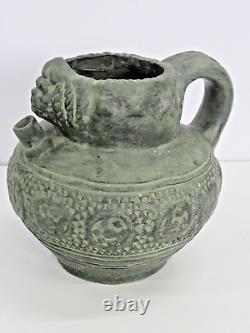 Muted Green Lion Head MARCO QUART GERONA Spanish Studio Pottery Jug Pitcher #OG