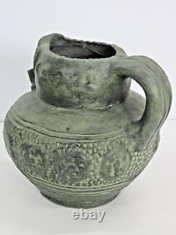 Muted Green Lion Head MARCO QUART GERONA Spanish Studio Pottery Jug Pitcher #OG