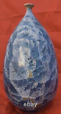 Nakamuta Blue Crystalline Studio Pottery Vase 1980