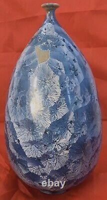 Nakamuta Blue Crystalline Studio Pottery Vase 1980