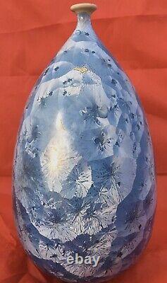 Nakamuta Blue Crystalline Studio Pottery Vase 1980