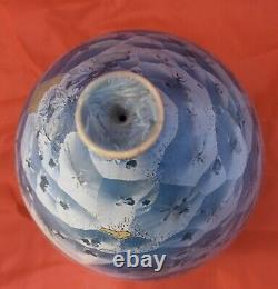 Nakamuta Blue Crystalline Studio Pottery Vase 1980