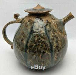 Nancy Finesilver Studio Pottery Teapot Stoneware Vintage