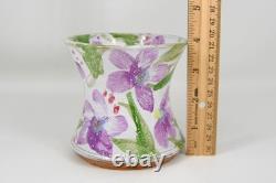 Nancy Pawel Texas Studio Art Pottery Vase Floral Flowers Painted Purple 4 VTG