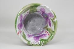 Nancy Pawel Texas Studio Art Pottery Vase Floral Flowers Painted Purple 4 VTG