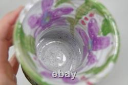 Nancy Pawel Texas Studio Art Pottery Vase Floral Flowers Painted Purple 4 VTG