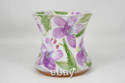 Nancy Pawel Texas Studio Art Pottery Vase Floral Flowers Painted Purple 4 VTG