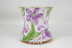 Nancy Pawel Texas Studio Art Pottery Vase Floral Flowers Painted Purple 4 VTG