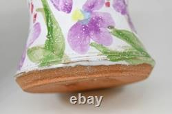 Nancy Pawel Texas Studio Art Pottery Vase Floral Flowers Painted Purple 4 VTG