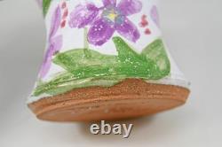 Nancy Pawel Texas Studio Art Pottery Vase Floral Flowers Painted Purple 4 VTG