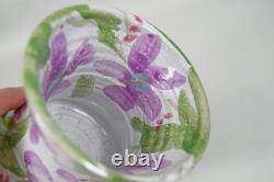 Nancy Pawel Texas Studio Art Pottery Vase Floral Flowers Painted Purple 4 VTG