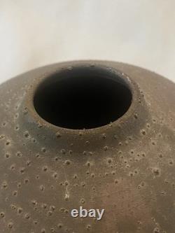 Norman Bacon Signed Raku Vase Textured Iridescent Studio Pottery Art Vintage