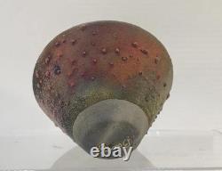 Norman Bacon Studio Pottery Raku Vase Vintage Squat Flying Saucer Pot 3