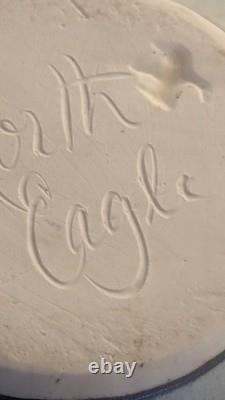 North Eagle Studio Pottery Stoneware Bowl Hand Carved Dove Motif Signed