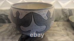 North Eagle Studio Pottery Stoneware Bowl Hand Carved Dove Motif Signed