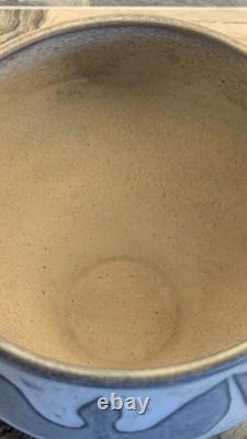 North Eagle Studio Pottery Stoneware Bowl Hand Carved Dove Motif Signed