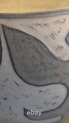 North Eagle Studio Pottery Stoneware Bowl Hand Carved Dove Motif Signed