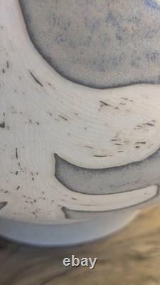 North Eagle Studio Pottery Stoneware Bowl Hand Carved Dove Motif Signed North Eagle Studio Pottery Stoneware Bowl Hand Carved Dove Motif Signed